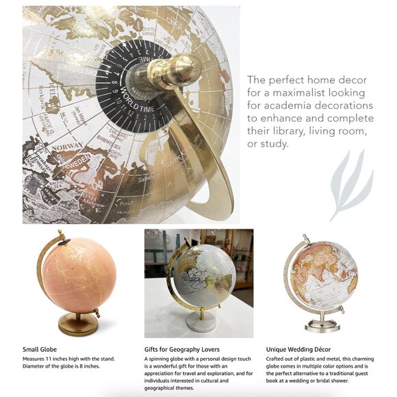 Abbott Collection - Tabletop Globe Grey/Green/Black - Dark Academia Study Decor - Picture 8 of 10